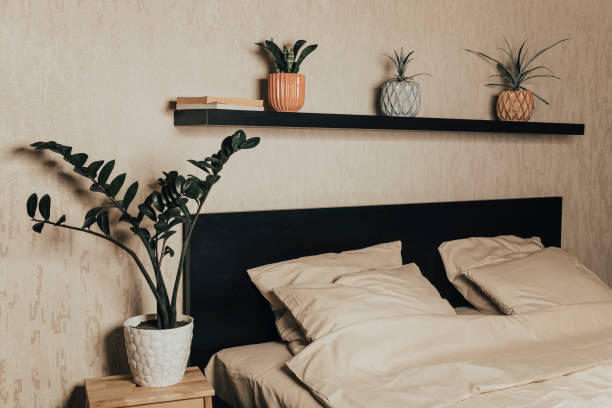 istock a stylish bedroom, a bed made with bed linen 1336138134