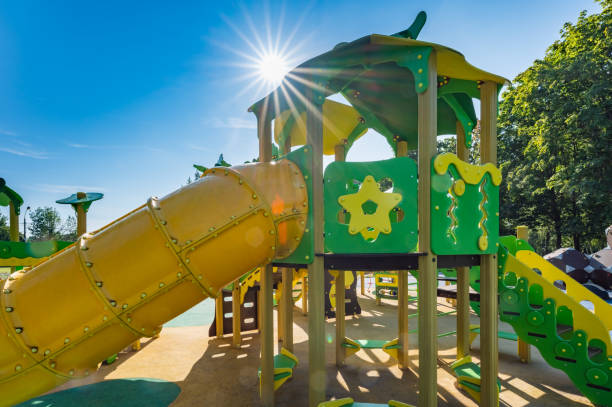 istock playground to play with a slide and stairs 1336138268