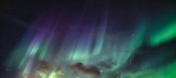 istock Aurora Borealis, Northern Lights with starry in the night sky on Arctic Circle 1336138643