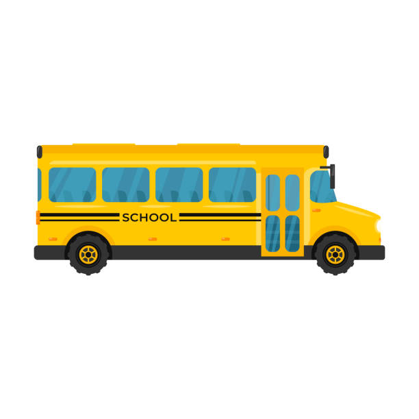 ilustrações de stock, clip art, desenhos animados e ícones de school bus icon vector illustration. flat style yellow vehicle isolated on white background. - bus school bus education cartoon