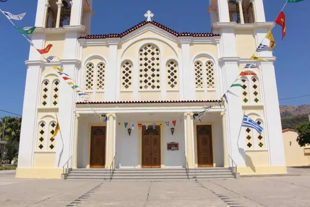 Greek-Orthodox church in Fournes village in western inner part of Crete Island, Greece.