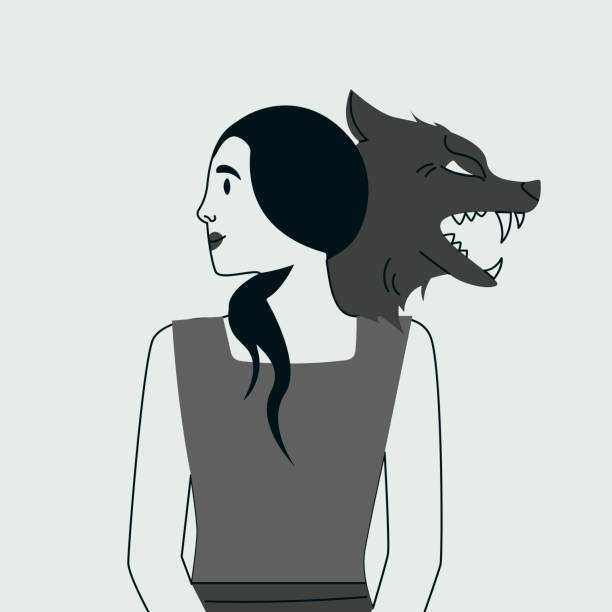 istock Woman suffering from mental disorder trendy flat illustration. Dissociation, derealization banner design. 1336147054