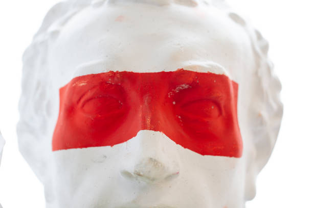 Caesar plaster head with red stripe on the eyes.