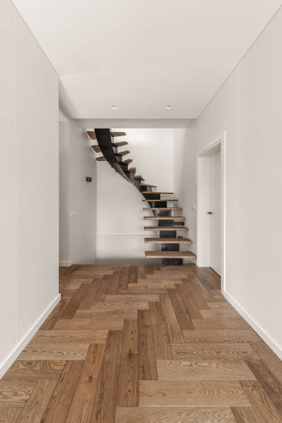 istock Pattern of wooden oak modern stairs 1336149624