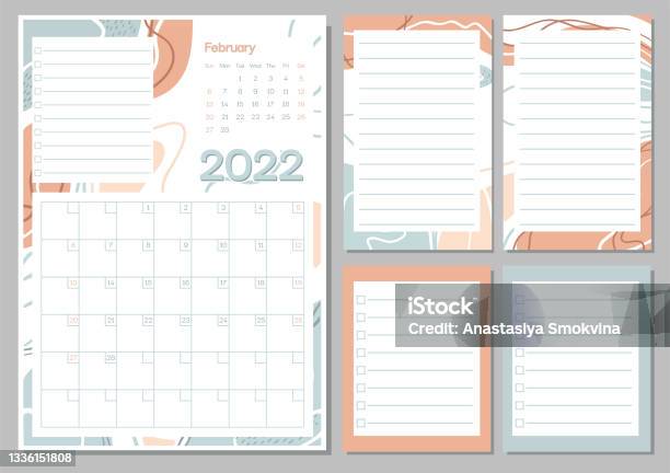 February Month Note February Month Planner And Notes Pages Collection Stock Illustration ...