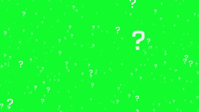 Questions Marks Animated on Green Screen. 4K. - Chroma Key -Loopable