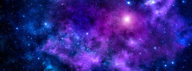 istock Cosmic background with a purple nebula and shining stars 1336154699