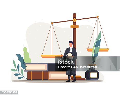istock Lawyer judge character illustration 1336154952