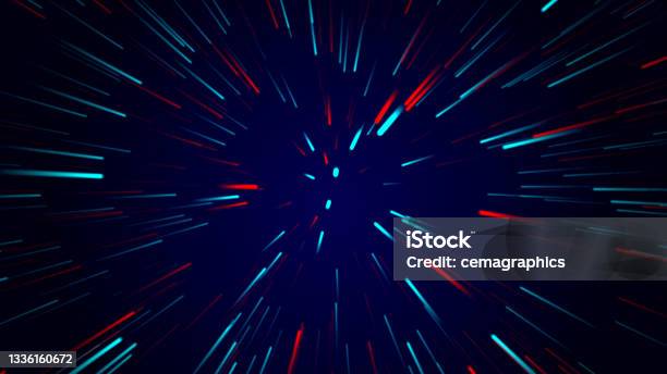 Spreading Neon Lines Abstract Digitally Generated Background Stock Photo - Download Image Now