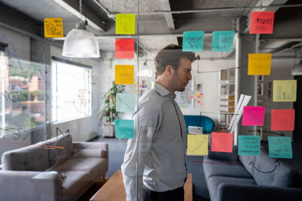 istock Man at the office thinking about ideas for a business plan 1336160893