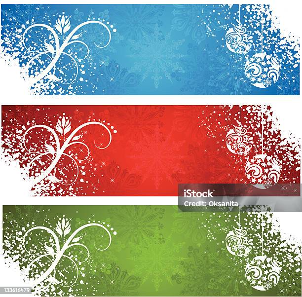 Рождественские Баннеры — стоковая векторная графика и другие изображения на тему Абстрактный - Абстрактный, Без людей, Белый