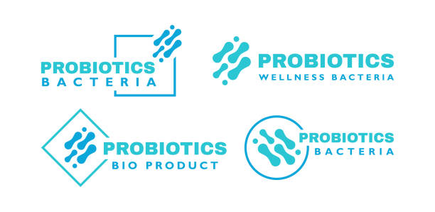 Set probiotics bacteria label icon. Logo design. Healthy nutrition ingredient for therapeutic purposes. Vector illustration Set probiotics bacteria label icon. Logo design. Healthy nutrition ingredient for therapeutic purposes. Vector illustration. probiotic pattern stock illustrations