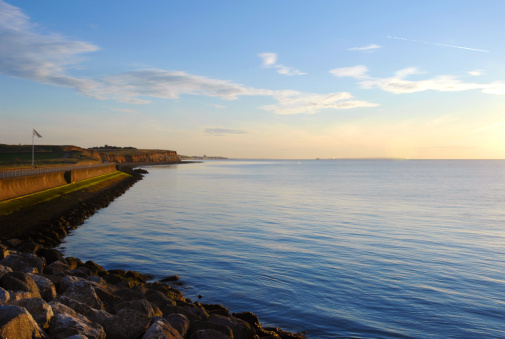 North Kent coast, view from Reculver towards Herne Bay, South East England, UK