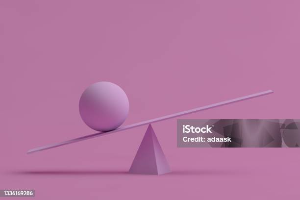 Balanced Geometric Shapes Stock Photo - Download Image Now - Three Dimensional, Imbalance, Pink Color