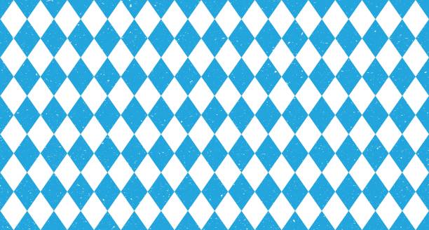 bavarian beer fest seamless pattern with blue and white rhombus flag of bavaria beer fest blue checkered background wallpaper vector old diamonds background with cracks and dust - bayern 幅插畫檔、美工圖案、卡通及圖標