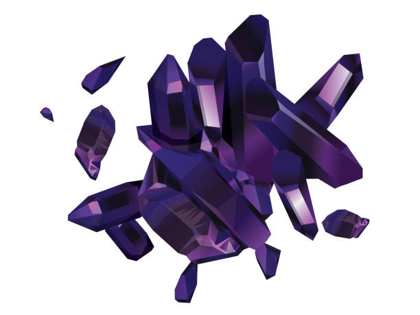 istock Violet gems isolated on white. Purple Quartz Crystals. Purple stones mineral quartz. 1336173534