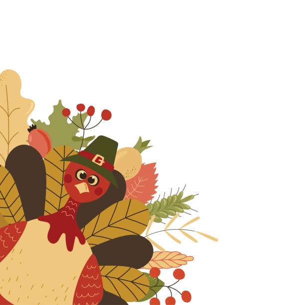 bildbanksillustrationer, clip art samt tecknat material och ikoner med vector illustration of happy thanksgiving turkey. vector illustration - november illustrationer