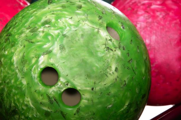 istock Bowling balls red green closeup row 1336176042