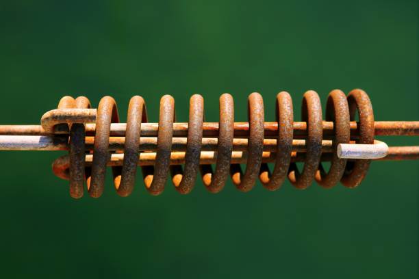 istock Aged mooring rusted spring on green water 1336176358