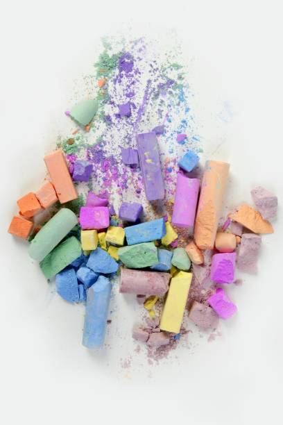 istock Colorful chalk broken colors mess over white 1336176436