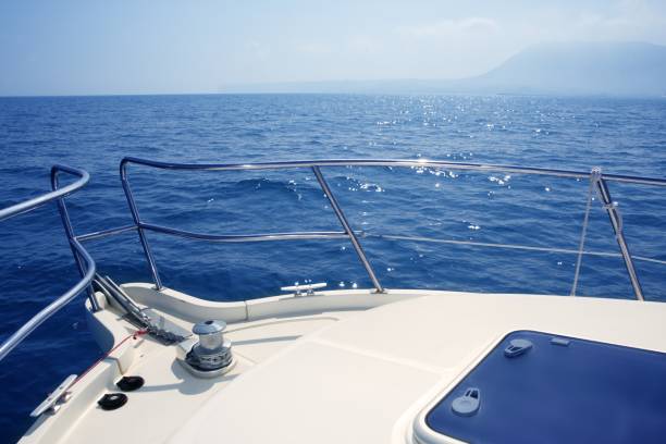 istock boat bow sailing sea with anchor chain winch 1336178126