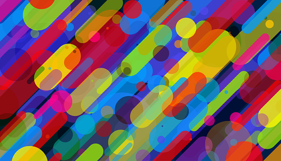Bright colorful abstract rainbow colored lines and shapes background vector illustration
