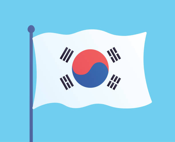 illustrations, cliparts, dessins animés et icônes de icône du drapeau de la corée du sud - south korea south korean flag korea flag