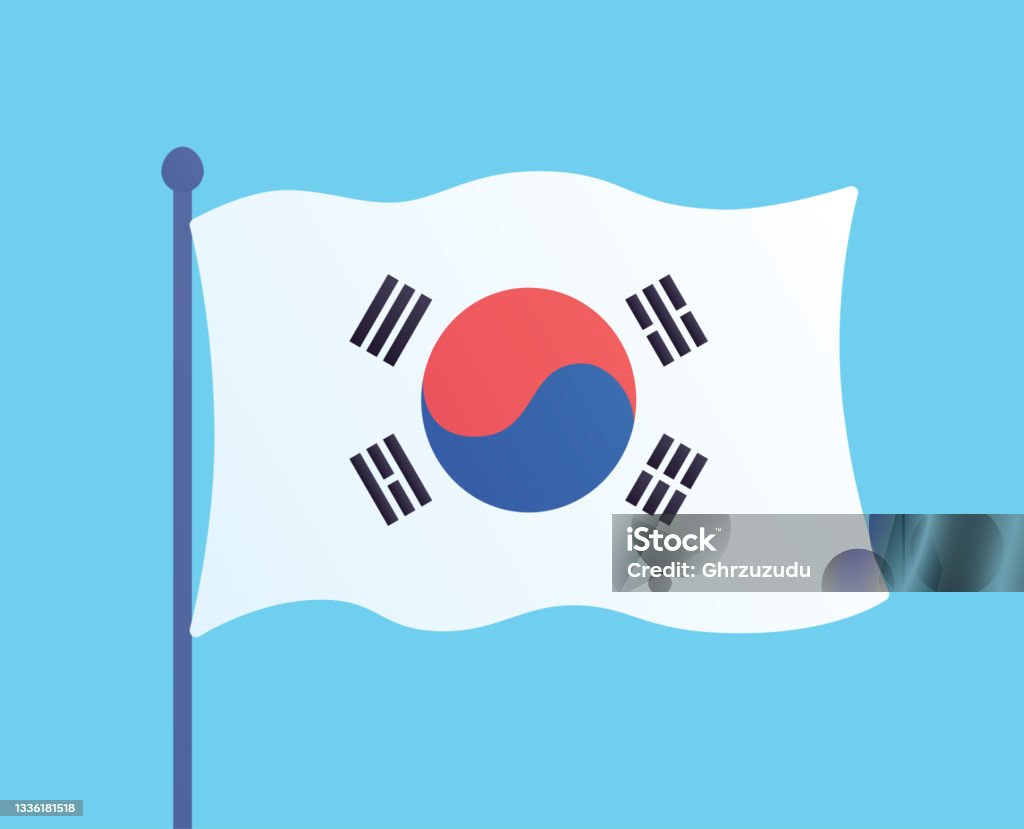 South Korea Flag Icon Stock Illustration - Download Image Now - South Korea,  South Korean Flag, Cartoon - iStock