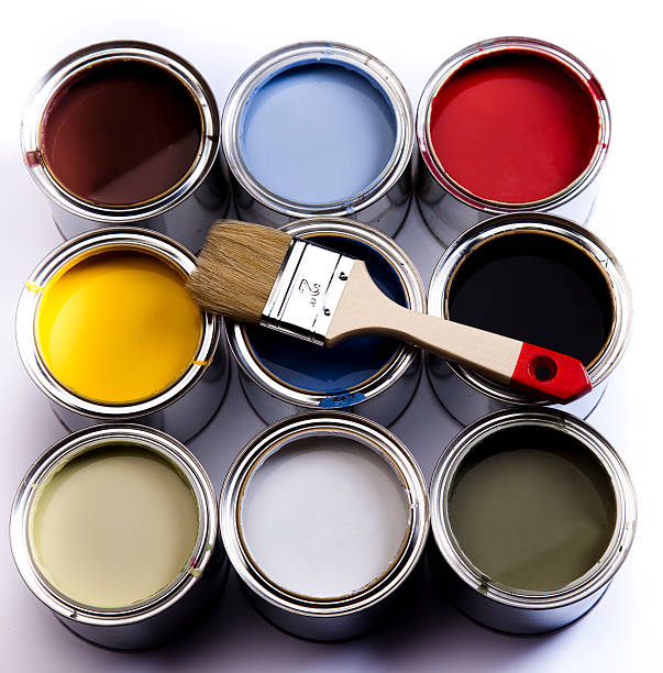 istock Cans of paint with paintbrush 133618639