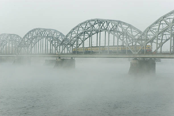 foggy bridge foggy bridge portage valley stock pictures, royalty-free photos & images