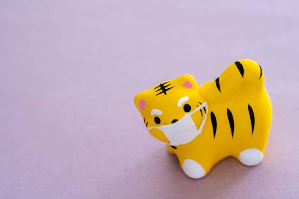 istock 2022 New Year's card tiger with mask image (pink, right） 1336199183