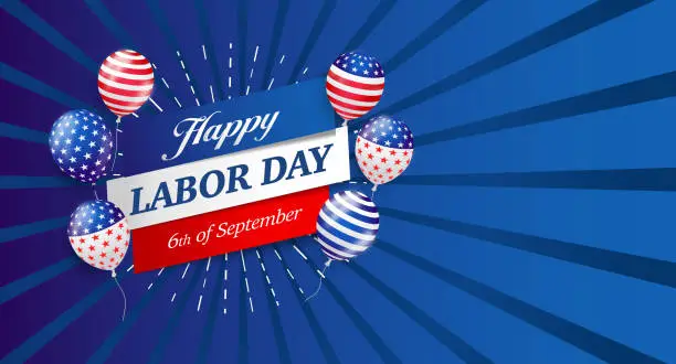 Vector illustration of 6th of September Labor day greeting card