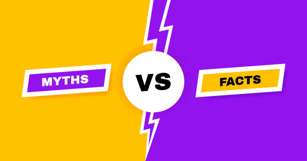 Facts vs myths versus battle background with lightning bolt. Concept of thorough fact-checking or easy compare evidence.. Vector illustration Facts vs myths versus battle background with lightning bolt. Concept of thorough fact-checking or easy compare evidence.. Vector illustration. falsehood stock illustrations
