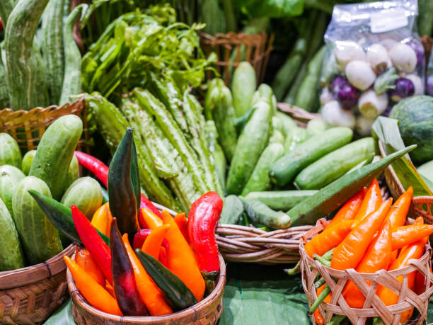 istock Various organic vegetables are sold on the vegetable stalls. 1336204245