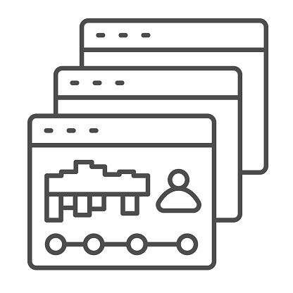 Jendela Dialog Dengan Ikon Garis Tipis Statistik Kunjungan Situs Konsep ...