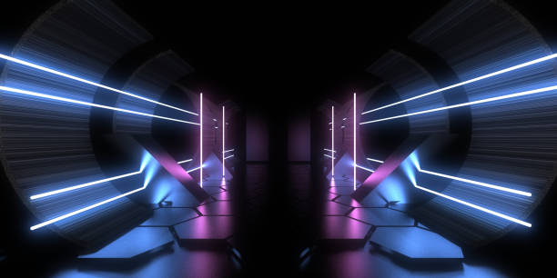 istock 3D abstract background with neon lights. neon tunnel  .space construction . .3d illustration 1336208124