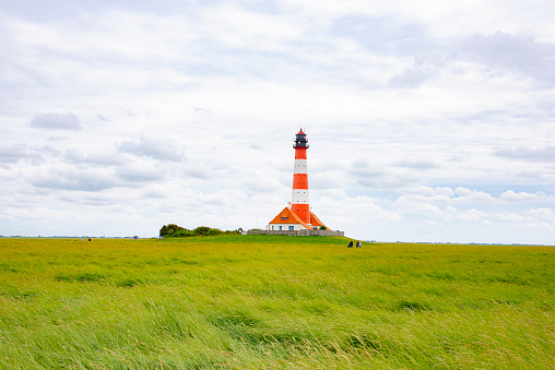 The Westerhevers Lighthouse which was built in 1908 is located in Westerhever, Germany