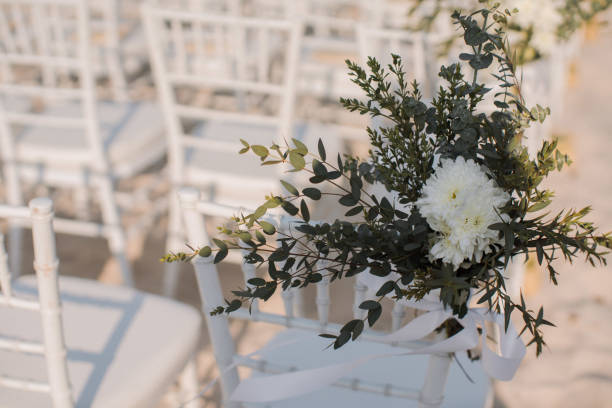 istock Wedding chair decorated with flowers. 1336210759