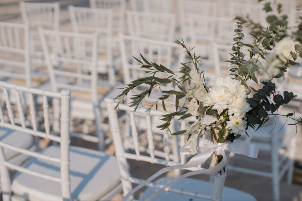 istock Wedding chair decorated with flowers. 1336210760