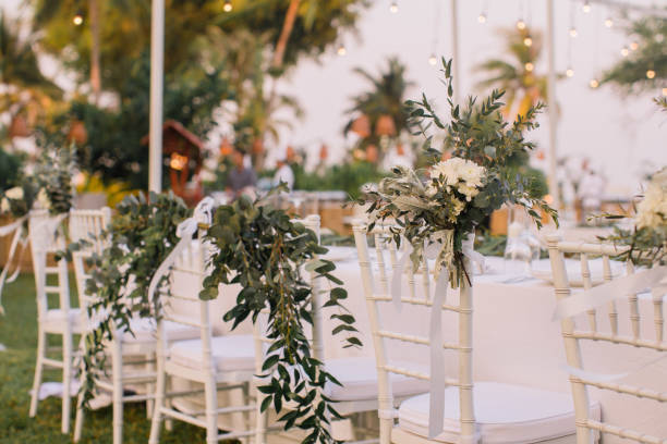 istock Wedding chair decorated with flowers. 1336210789