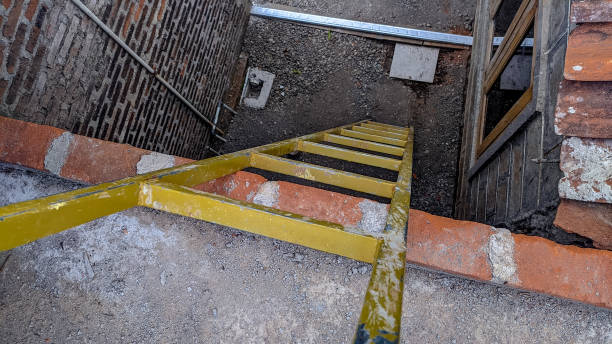istock Iron stairs seen from the roof 1336210933