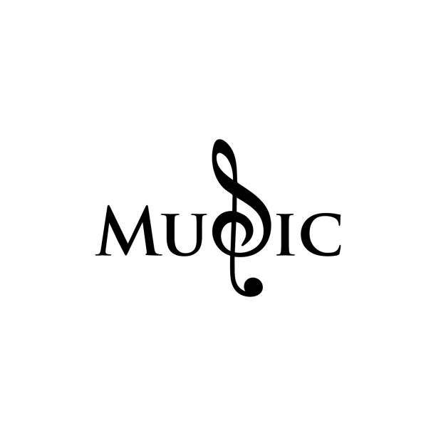 word mark music Simple Music symbol isolated on white background. reverse g key musical notes musical symbol stock illustrations