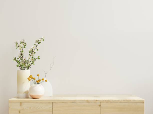 istock Cabinet mockup in modern empty room,white wall. 1336216359