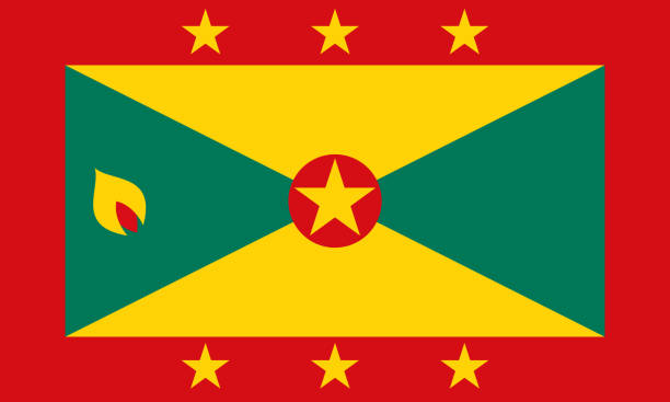 Grenada Caribbean Flag The flag of Grenada. Drawn in the correct aspect ratio. File is built in the CMYK color space for optimal printing, and can easily be converted to RGB without any color shifts. saint vincent and the grenadines stock illustrations