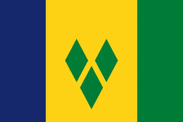 Vector illustration of Saint Vincent and the Grenadines Caribbean Flag