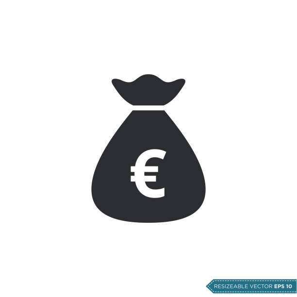 ilustraciones, imágenes clip art, dibujos animados e iconos de stock de diseño plano de plantilla vectorial de icono de signo de dinero - símbolo de moneda de la comunidad europea