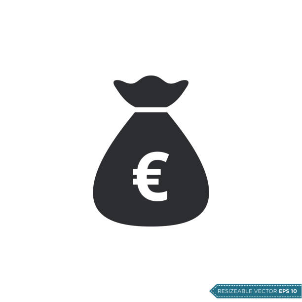 illustrations, cliparts, dessins animés et icônes de signe d’argent icône vector template flat design - euro