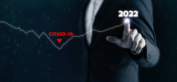Business strategy and growth 2022 concept. Businessman point increase graph corporate future growth plan after covid-19 crisis. Business plan and development to success. Improve to high performance.