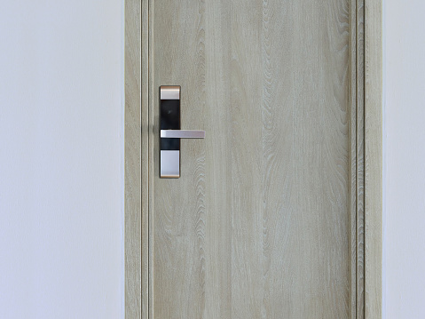 Digital door locking systems to  safety of home apartment door. Digital door handle.