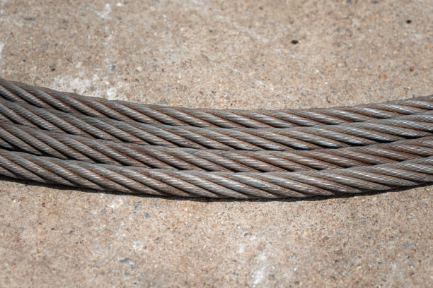 Wire rope sling and lifting gear which is use for lift the heavy object in factory. Industrial working equipment photo.